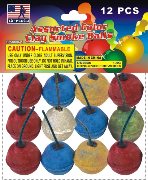 Assorted Color Clay Smoke Balls (12 pack)